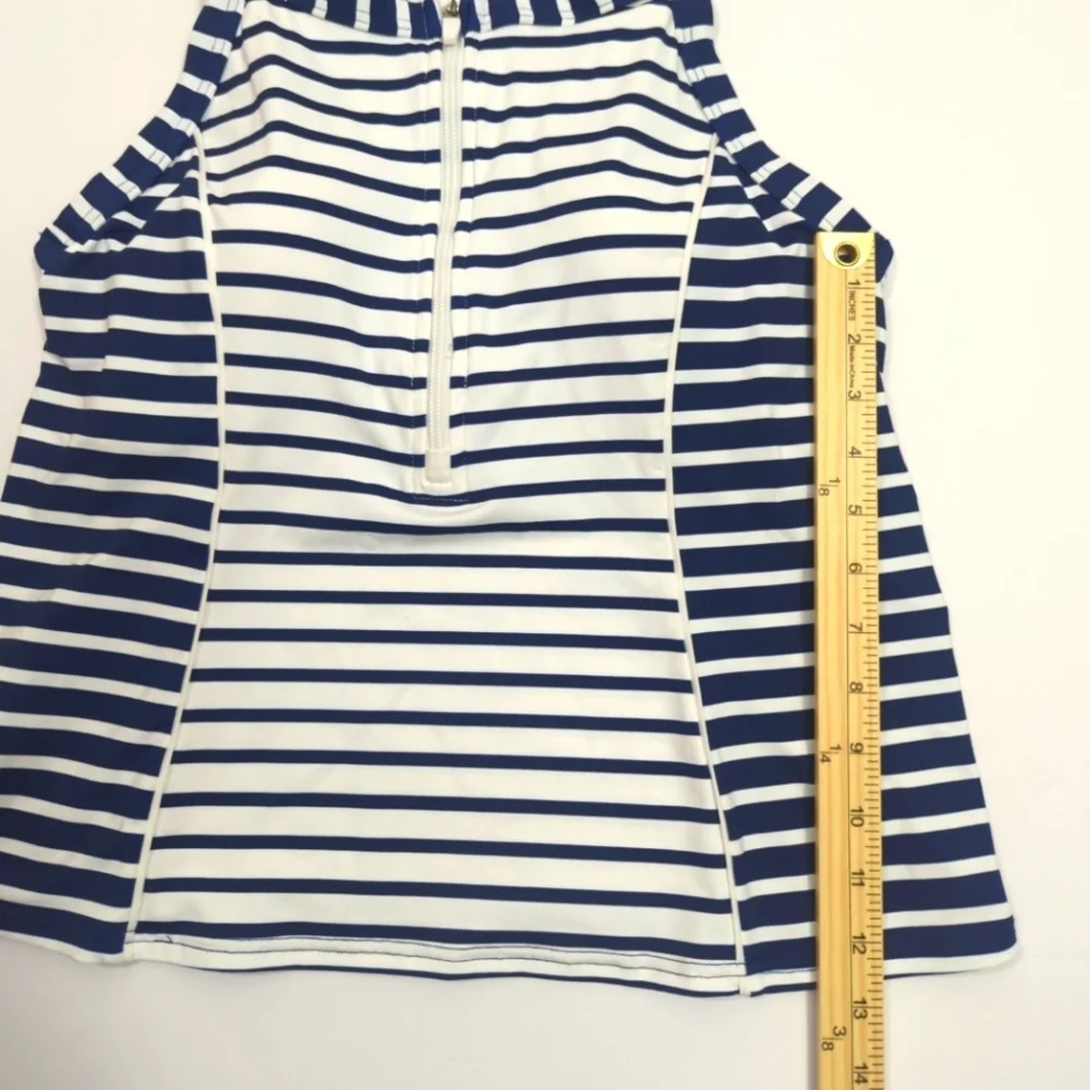 Land's End Chlorine Resistant High Neck Zip Front Racerback Tankini Top